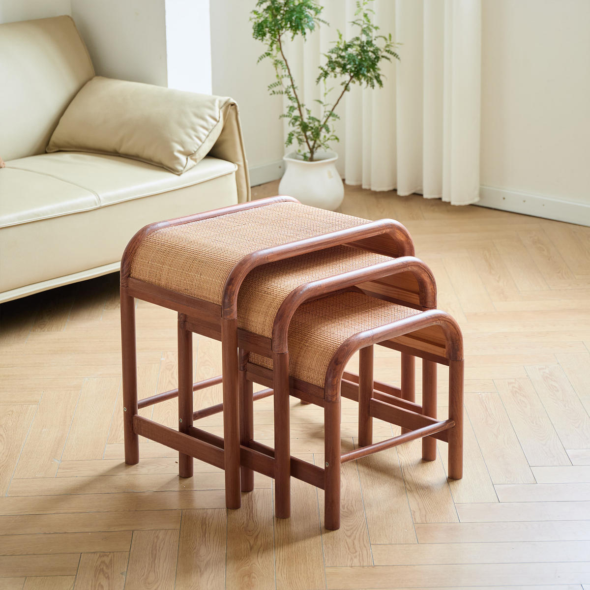 COUCHTISCH (2er Set) Rechteckig Braun - Braun, Holz (40/60/58cm) - Nordlys