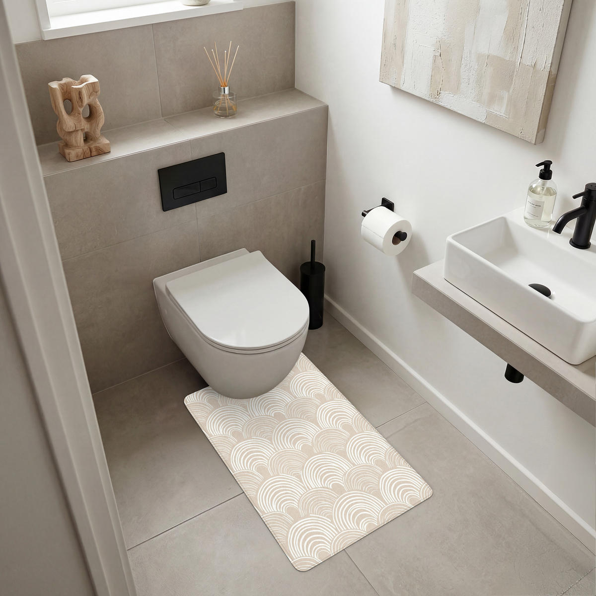 WC PŘEDLOŽKA Vlny - Textura - Béžová 50x80 cm - kašmírová, textil/plast (50/1cm) - OnlyWow