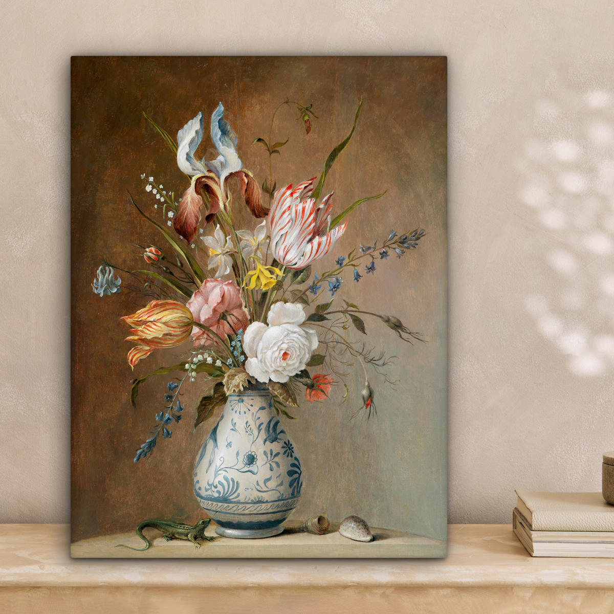 LEINWANDBILD Alte Meister - Blumen - Balthasar van der Ast 30x40 cm - Hellbraun, Textil (30/40cm) - MuchoWow