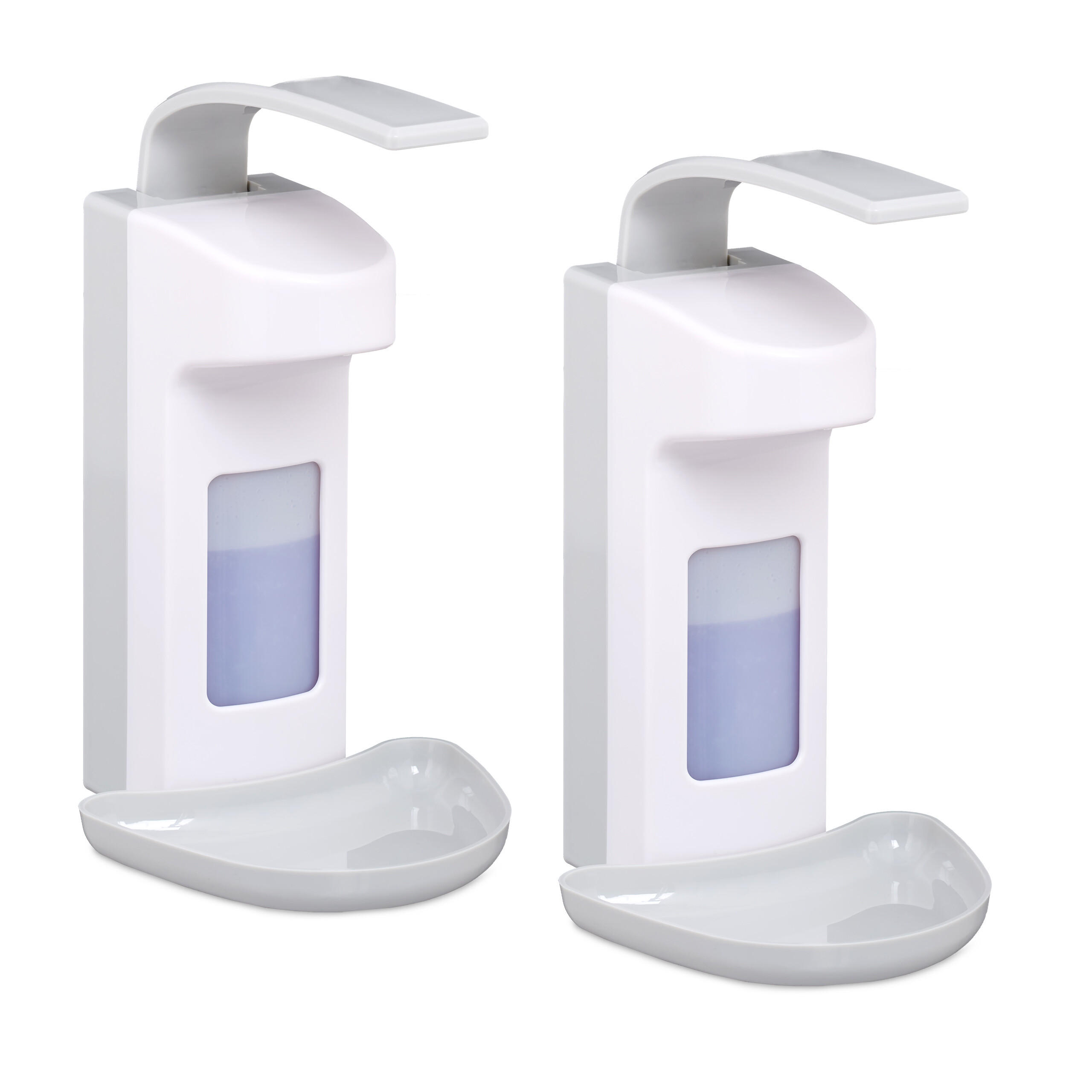 Relaxdays DÁVKOVAČ bílá šedá na dezinfekci 2ks-set nástěnný 500 ml