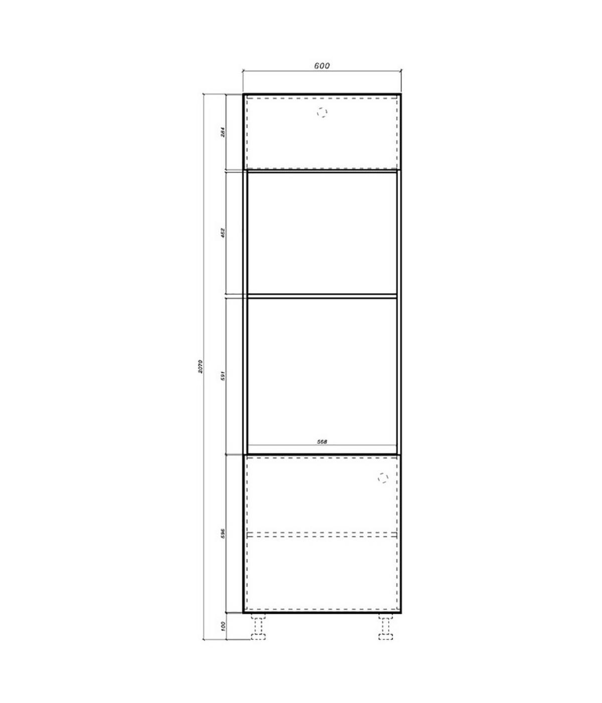 BACKOFEN-HOCHSCHRANK Kvantum D14/RU/60/207 Beige Matt / Schwarz Matt 60 / 59 / 207cm - Beige/Schwarz, Holz/Holzwerkstoff (60/207/59cm) - Feldmann-Wohnen
