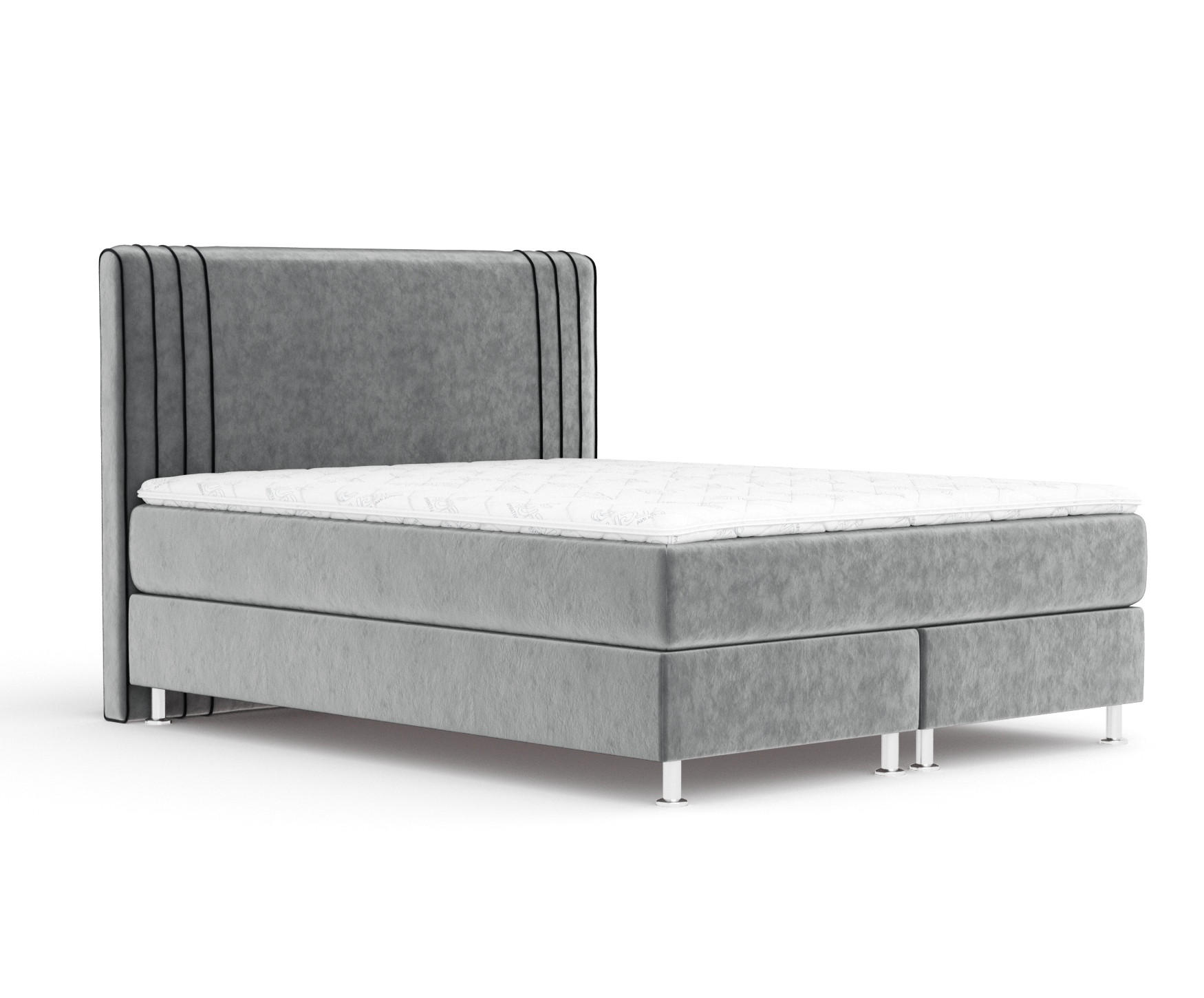 BOXSPRINGBETT Casone Grau/Schwarz 180/200 cm mit Latex-Topper - Silberfarben/Schwarz, Holz/Holzwerkstoff (180/200cm) - Maison de Reve
