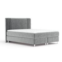 BOXSPRINGBETT Casone Grau/Schwarz 180/200 cm mit Latex-Topper - Silberfarben/Schwarz, Holz/Holzwerkstoff (180/200cm) - Maison de Reve