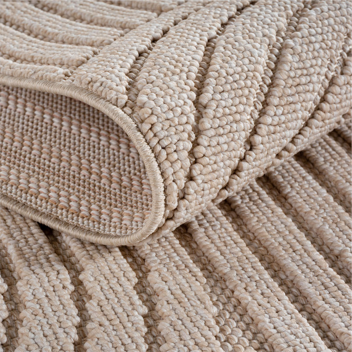 TEPPICH Flachgewebe LANGAU in Beige, mit geometrischen Bögen, Ø 80 cm - Beige, Textil (80/80cm) - KADIMA DESIGN
