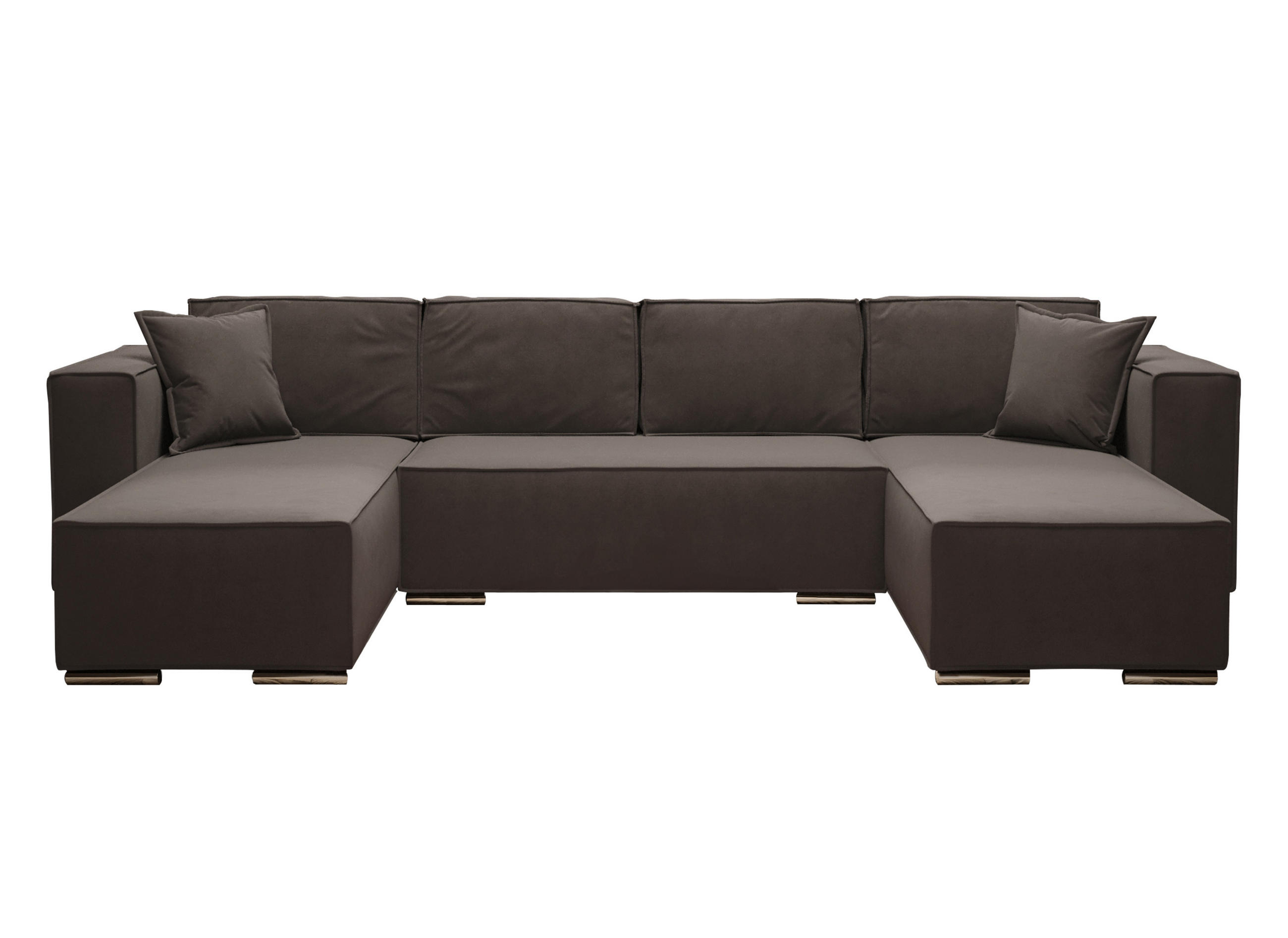 WOHNLANDSCHAFT Vinoria Braun 327/180/82 cm mit Schlaffunktion - Chromfarben/Braun, Textil/Metall (327/82/180cm) - AX Living