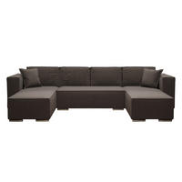 WOHNLANDSCHAFT Vinoria Braun 327/180/82 cm mit Schlaffunktion - Chromfarben/Braun, Textil/Metall (327/82/180cm) - AX Living