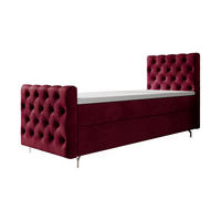 BOXBETT CHESTER PLUS mit Matratze H3, Bonell und Topper 80x200 Monolith 59 Rechts - Rot, Textil (80/200cm) - Bedante
