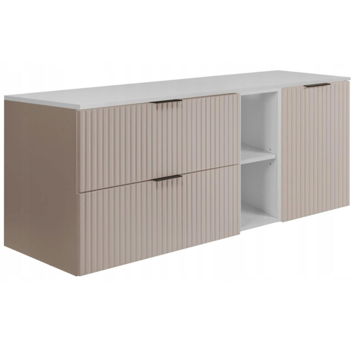 WASCHBECKUNTERSCHRANK FLOW mit Regal + Platte Eiche Craft 120/57/46 cm - Eichefarben, Holzwerkstoff (120/57/46cm) - Rodan