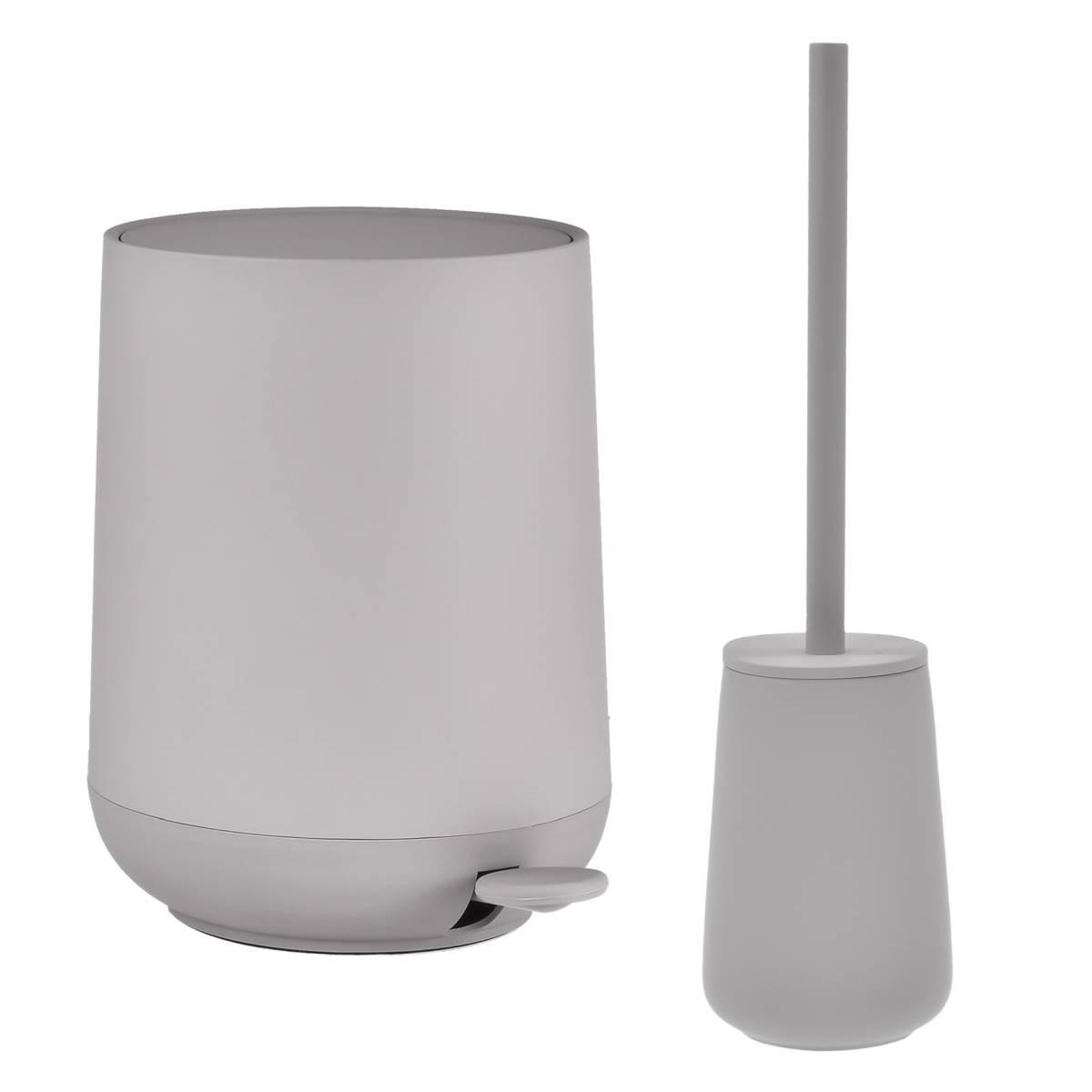 BAD ACCESSOIRES SET Nova ONE 2tlg. gull grey (mittelgrau) - Hellgrau, Kunststoff (23/29/23cm) - Zone Denmark