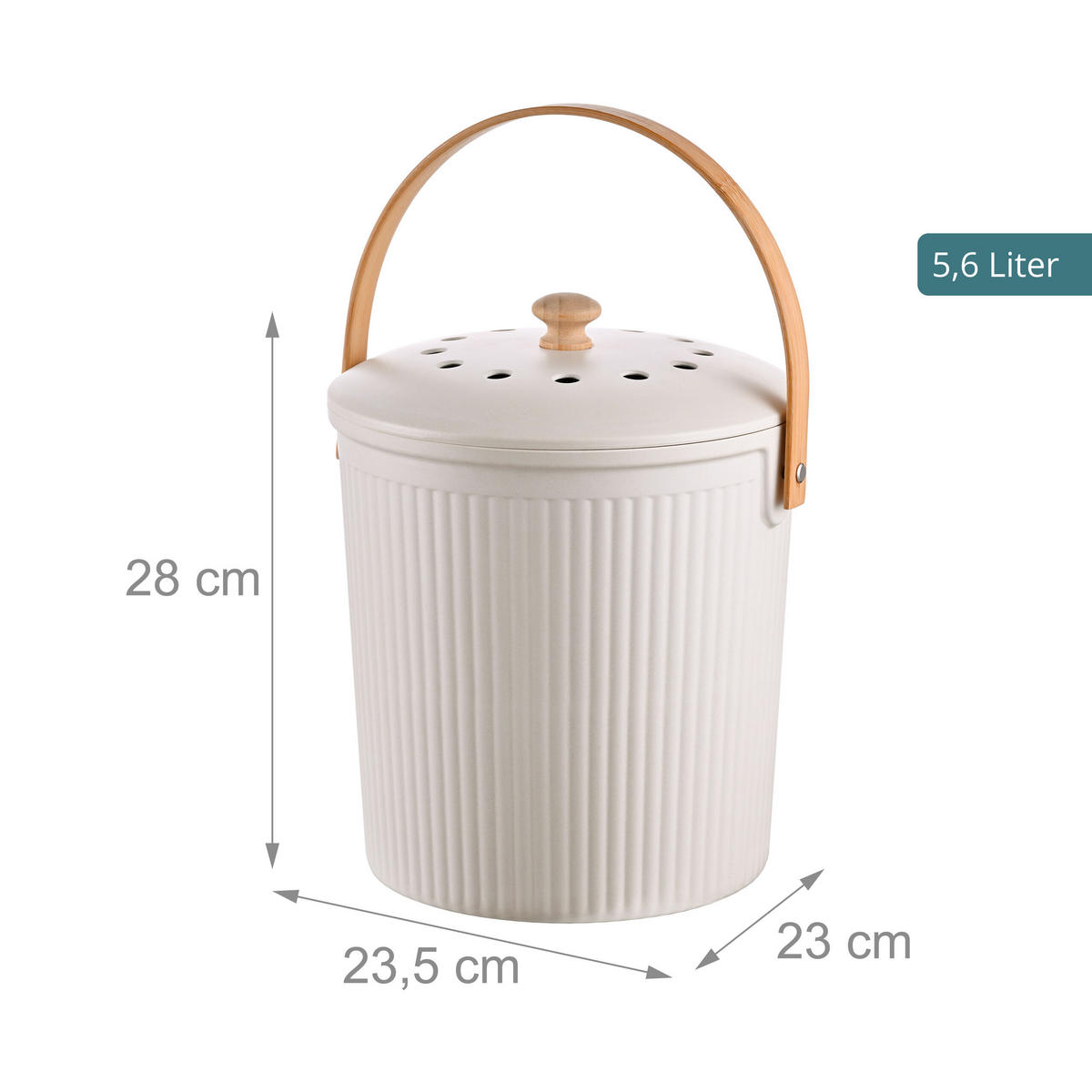 KUCHYŇSKÝ bio koš - bílá, dřevo/textil (23.5/28/23cm) - Relaxdays