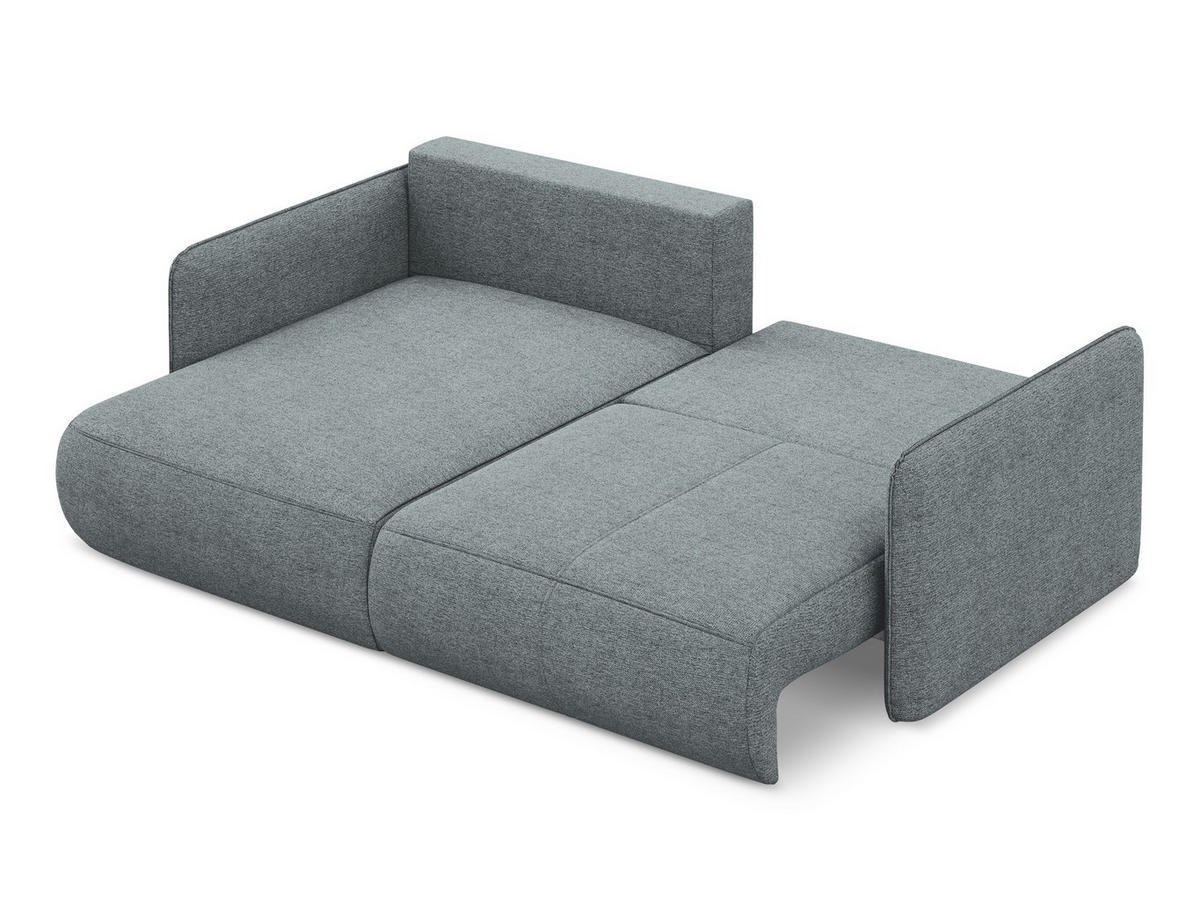 ECKSOFA mit Schlaffunktion Chenille Stoff Blau - Blau/Blaugrau, Kunststoff/Textil (148/207cm) - Makamii