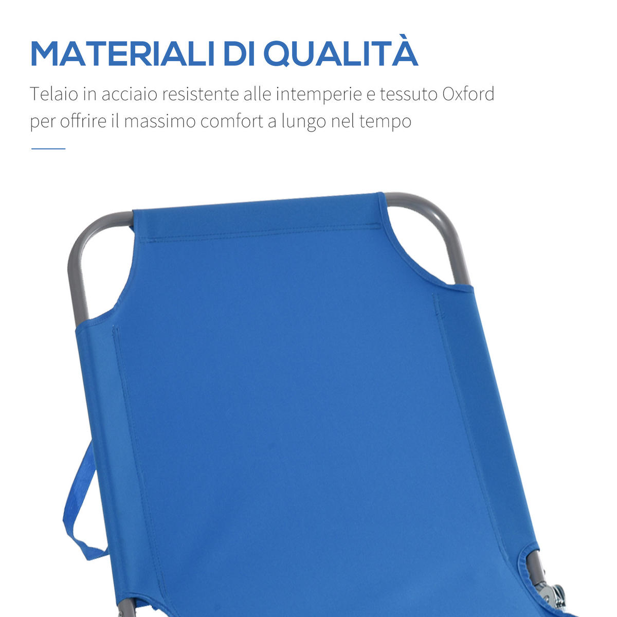 SONNENLIEGE Klappbare mit 5-fach verstellbarer Rückenlehne 187x55x24 cm ,Blau - Blau, Metall (55/24/187cm) - Vallsero