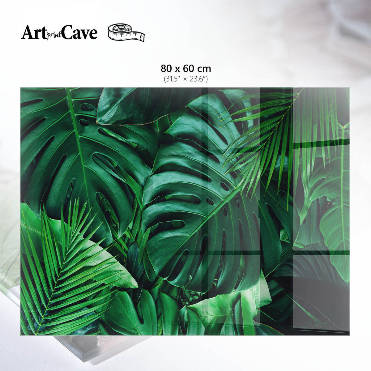 GLASPLATTE 80x60 cm – Grüne Blätter - Grün, Glas (0.4/80/60cm) - ArtPrintCave
