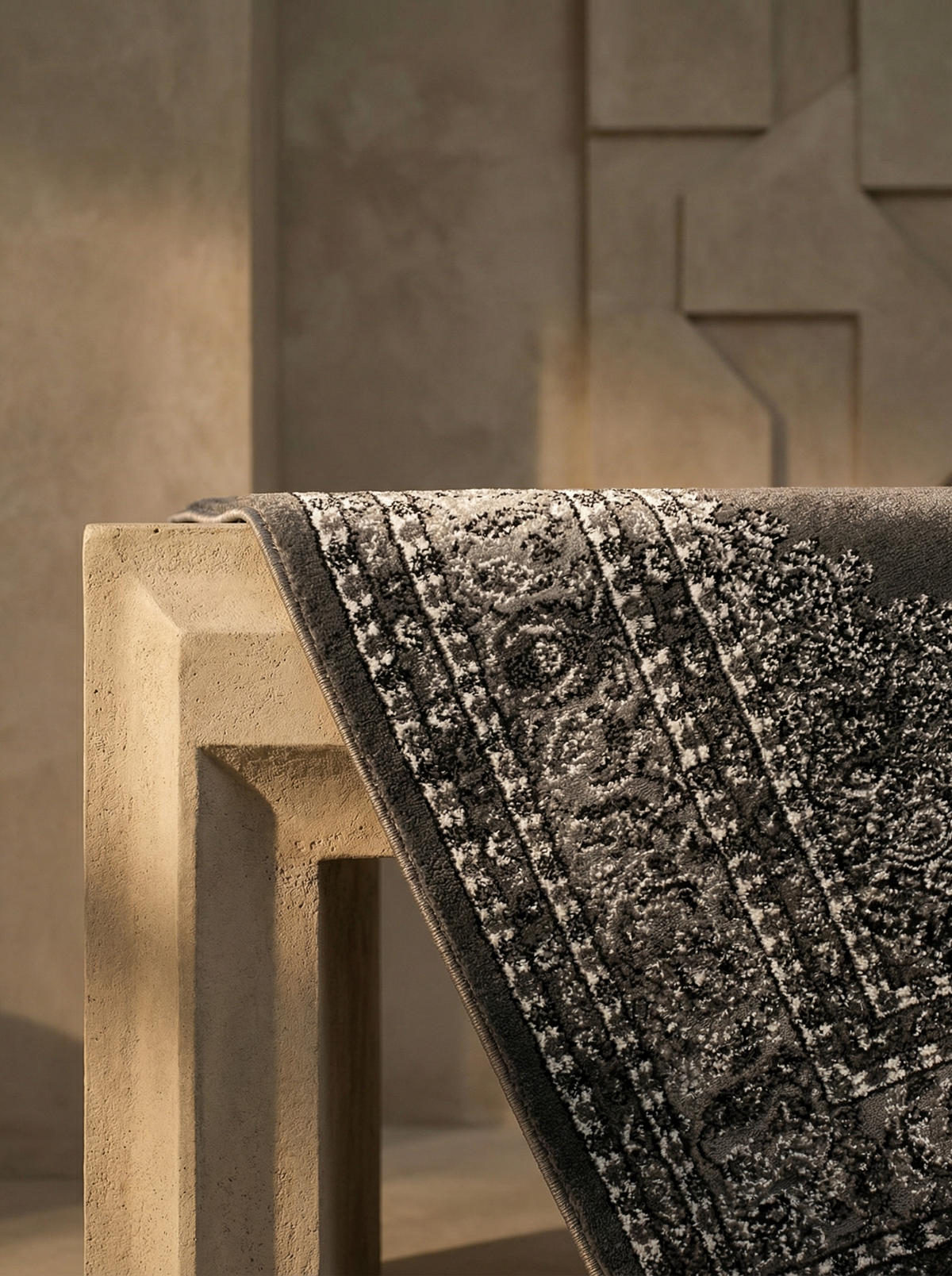 TEPPICH Orient Kurzflor Medaillon Polypropylen Wohnzimmer Grau Rechteckig 240x340 - Grau, Textil (240/340cm) - KADIMA DESIGN