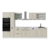 KÜCHENZEILE R-Line, Sand Landhaus/Weiß, 350 cm Arbeitsplatte Marmor - Beige/Weiß, Holzwerkstoff (350/206.8/60cm) - Vicco