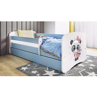 KINDERBETT Panda 80x160 cm mit Schublade, Rausfallschutz & Lattenrost, Blau - Blau, Holzwerkstoff (80/160cm) - RAUMHIRSCH FURNITURE