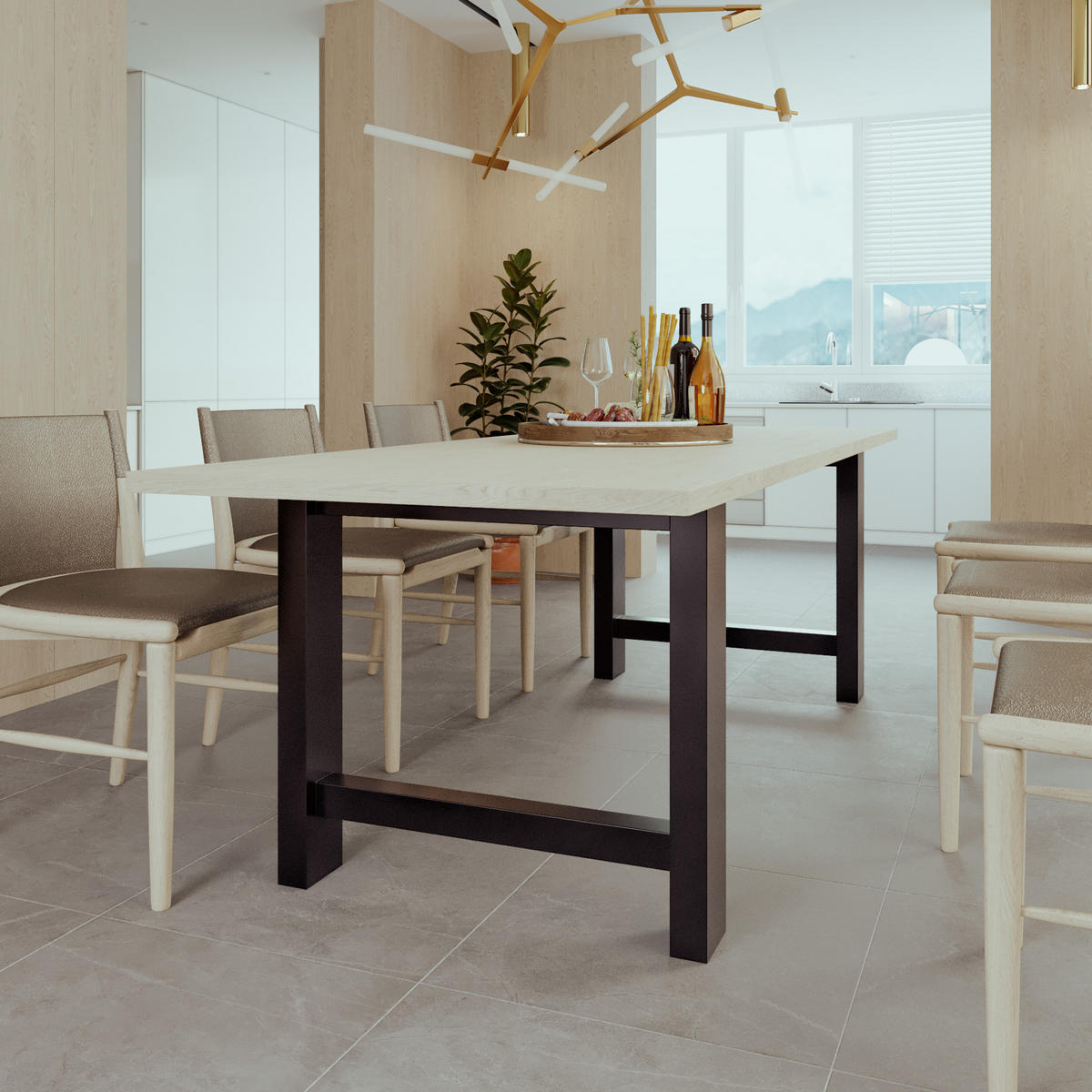 TISCHBEINE Etamin Lite A Extreme 2er-Set Schwarz 72cm - Schwarz, Metall (80/72/10cm) - Metalo Pro