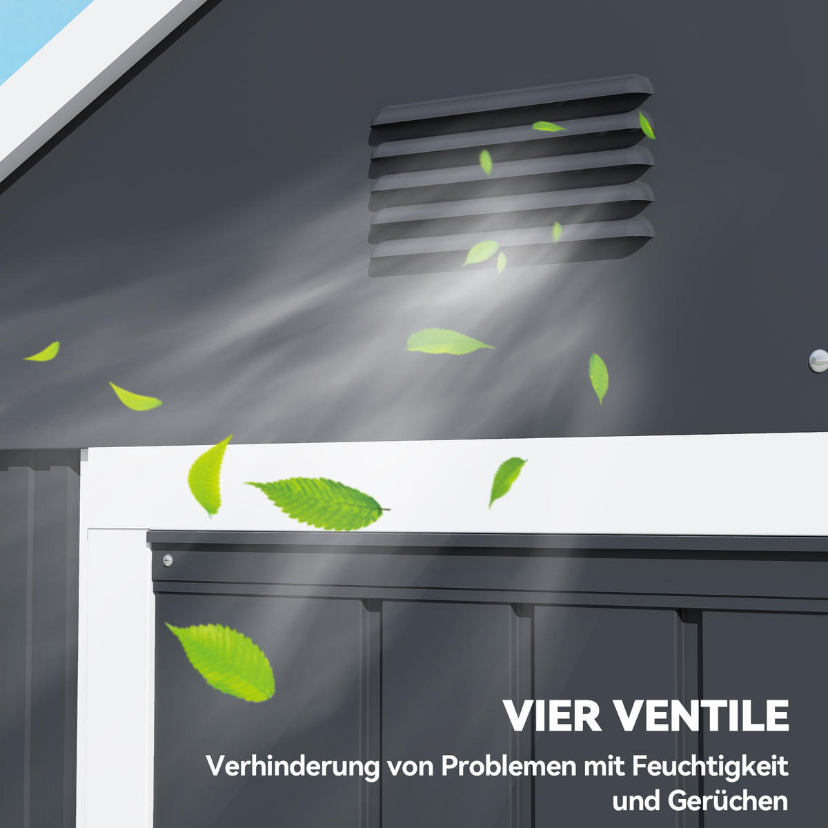 GERÄTEHAUS Stahl 4㎡ Geräteschuppen mit Fenster Gartenhaus 259x172x222 cm - Dunkelgrau, Metall (172/222/259cm) - Outsunny