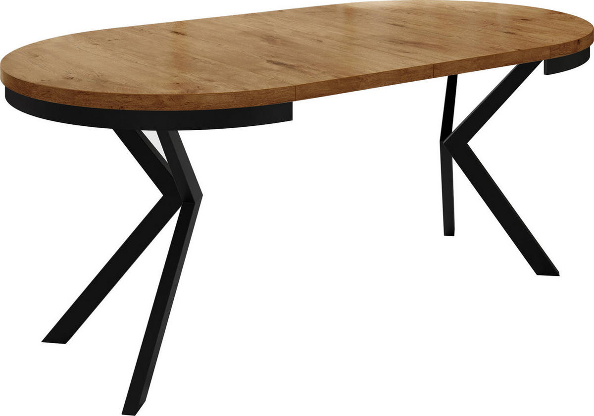 ESSTISCH Della runder ausziehbarer, Lancelot Eiche 100-180/100/76 cm - Eichefarben/Braun, Holzwerkstoff/Metall (100/180/76cm) - WFL GROUP