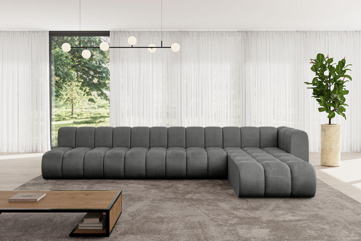 ECKSOFA modulares Sofa Darnel-L3 - 387x177x70 cm Dunkelgrau - Dunkelgrau, Holzwerkstoff/Textil (387/177cm) - ALTDECOR