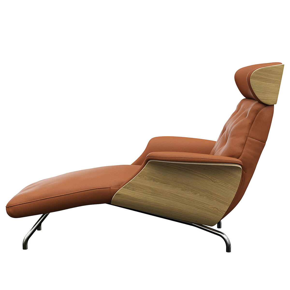 RELAXLIEGE - Echtleder - Kastanienfarben/Chromfarben, Leder/Metall (83/103/147cm) - home24