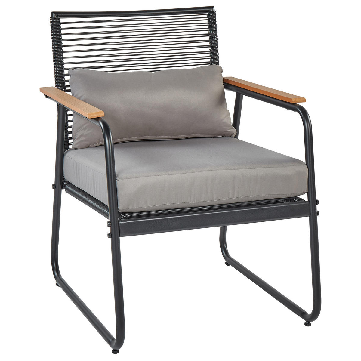LOUNGE SET 4-Sitzer Metal schwarz Pomonte - Schwarz/Grau, Metall - Beliani