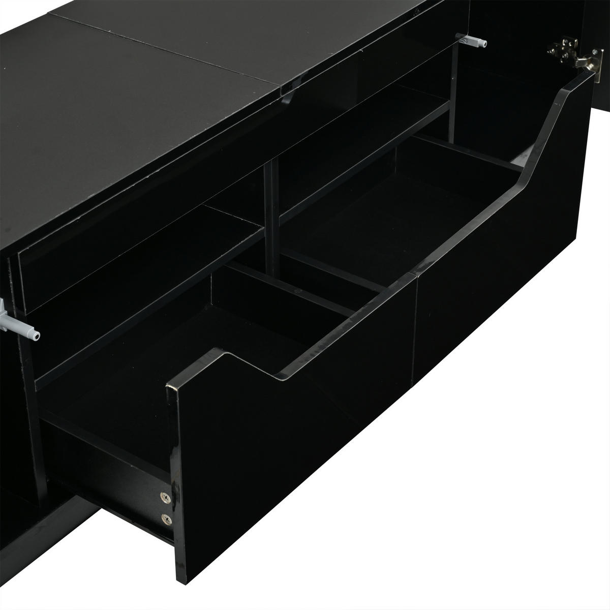 TV-LOWBOARD 180x40x45cm Schwarz mit LED, 2 Schränken - Schwarz, Holzwerkstoff (180/45/40cm) - FLIEKS