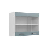 KÜCHENGLASSCHRANK R-Line Blau-Grau 80 cm - Blaugrau/Weiß, Holzwerkstoff (80/60/31cm) - Vicco