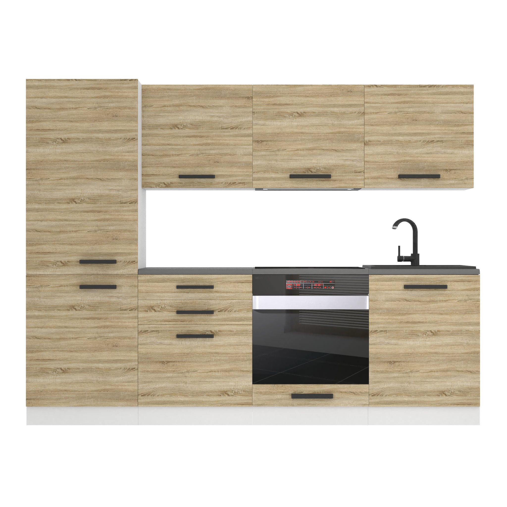 B BELINI GROUP KUCHYŇSKÁ LINKA Sandy 240 cm, s pracovními deskami, Dub Sonoma