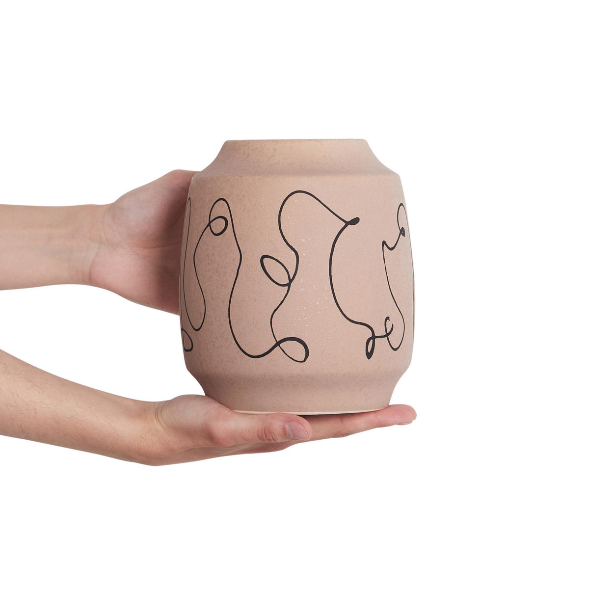 BLUMENVASE Steinzeug beige Skate - Beige, Keramik (20cm) - Beliani