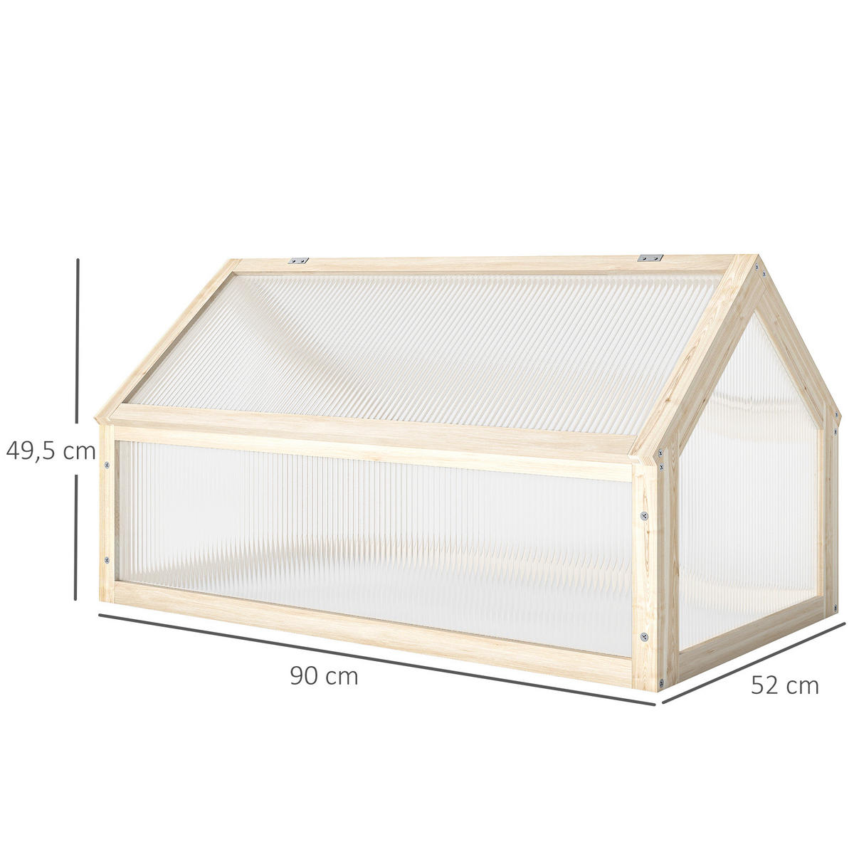 MINI-GEWÄCHSHAUS DE-05858 kompakt aus Holz 90/52/49,5 cm Natur - Naturfarben, Holz/Kunststoff (52/49.5/90cm) - ComfortXL