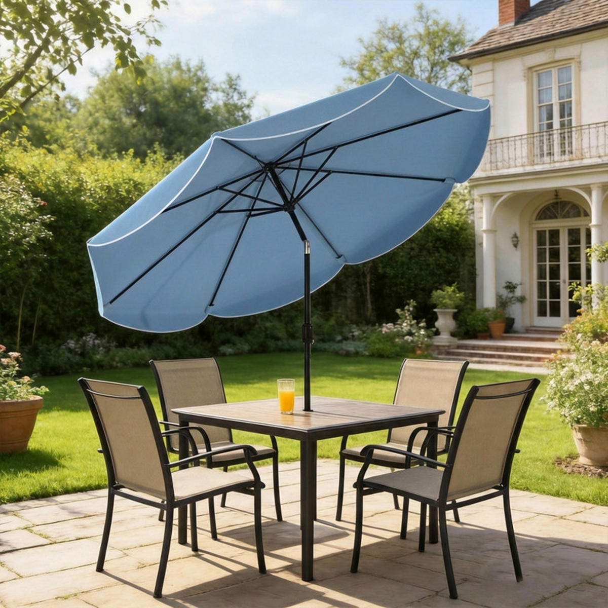 SONNENSCHIRM 265/265/235 cm Blau (Keine Basis) - Blau, Metall (265/265cm) - Oxeza