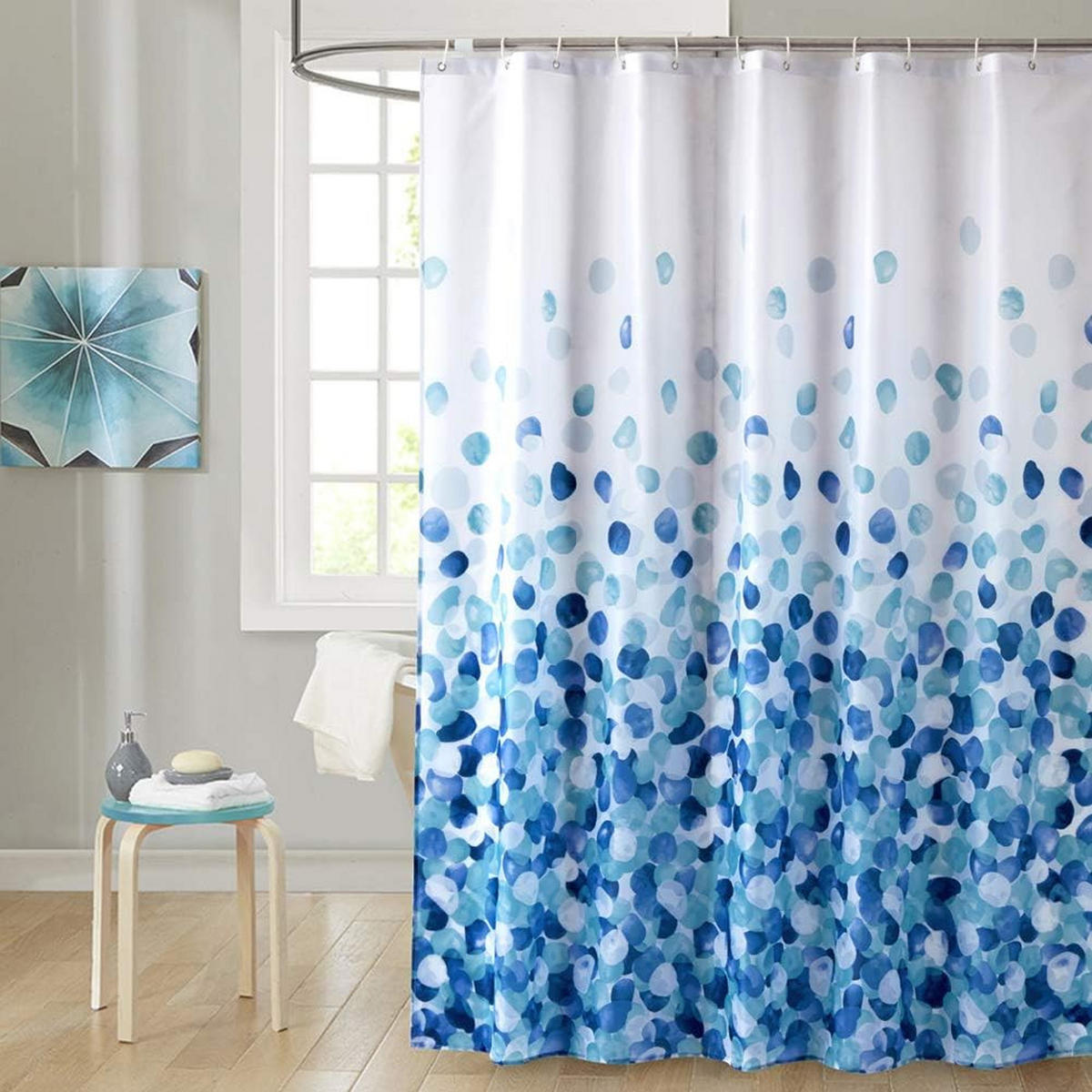 DUSCHVORHANG 180 x 200 cm schimmelresistent Badewanne waschbar mit Ringen - Multicolor, Textil (180/200cm) - MCBOSON