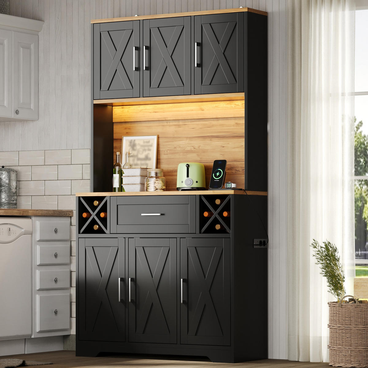 GESCHIRRSCHRANK Naturfarben 105/40/180 - Naturfarben, Holzwerkstoff (105/180/40cm)