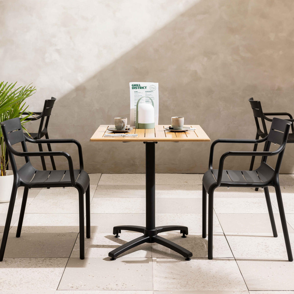 GARTENSTUHL 4-tlg., Schwarz - Schwarz, Kunststoff (50/82/54cm) - Oviala