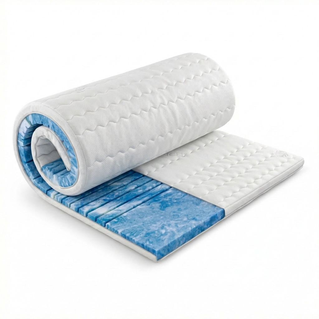 TOPPER 180x200 cm – 7 Zonen - 8 cm Gelschaum – TENCEL™ Lyocell Bezug – präzise Druckentlastung - Weiß, Textil (180/200cm) - Schlaftroll