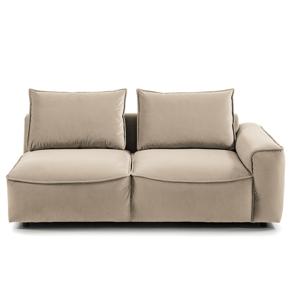 2,5-SITZER SOFA - modular - Beige/Schwarz, Holz/Kunststoff (189/80/99cm) - home24