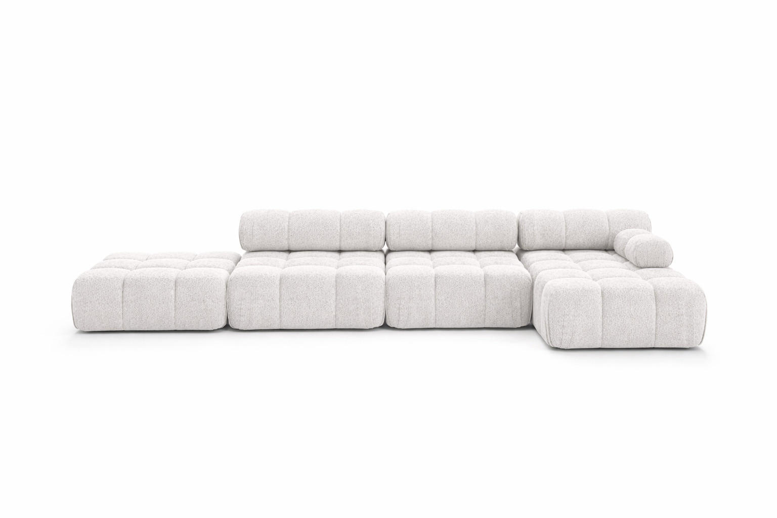 ECKSOFA L-Form XL, Stoff Bouclé Abriamo, Ecru, Rechts, Selia L XL - Ecru, Holz (380/160cm) - Kaiser Möbel