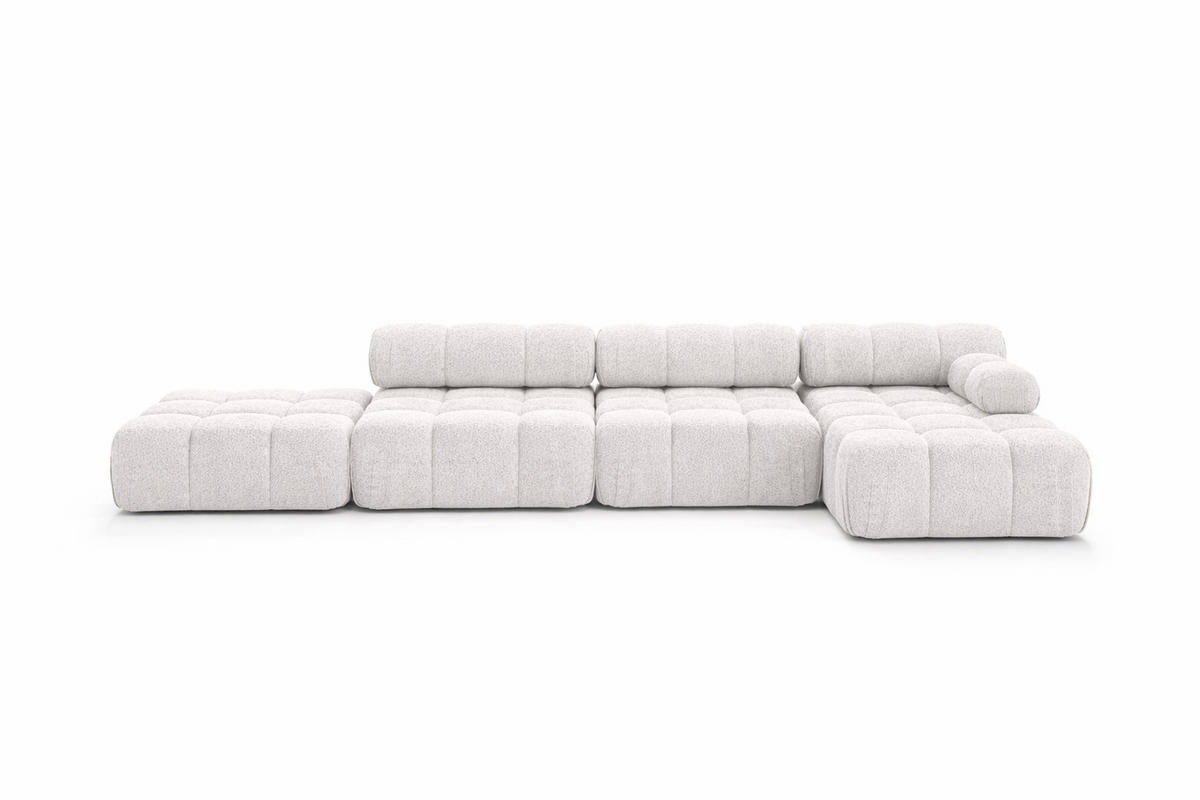 ECKSOFA L-Form XL, Stoff Bouclé Abriamo, Ecru, Rechts, Selia L XL - Ecru, Holz (380/160cm) - Kaiser Möbel