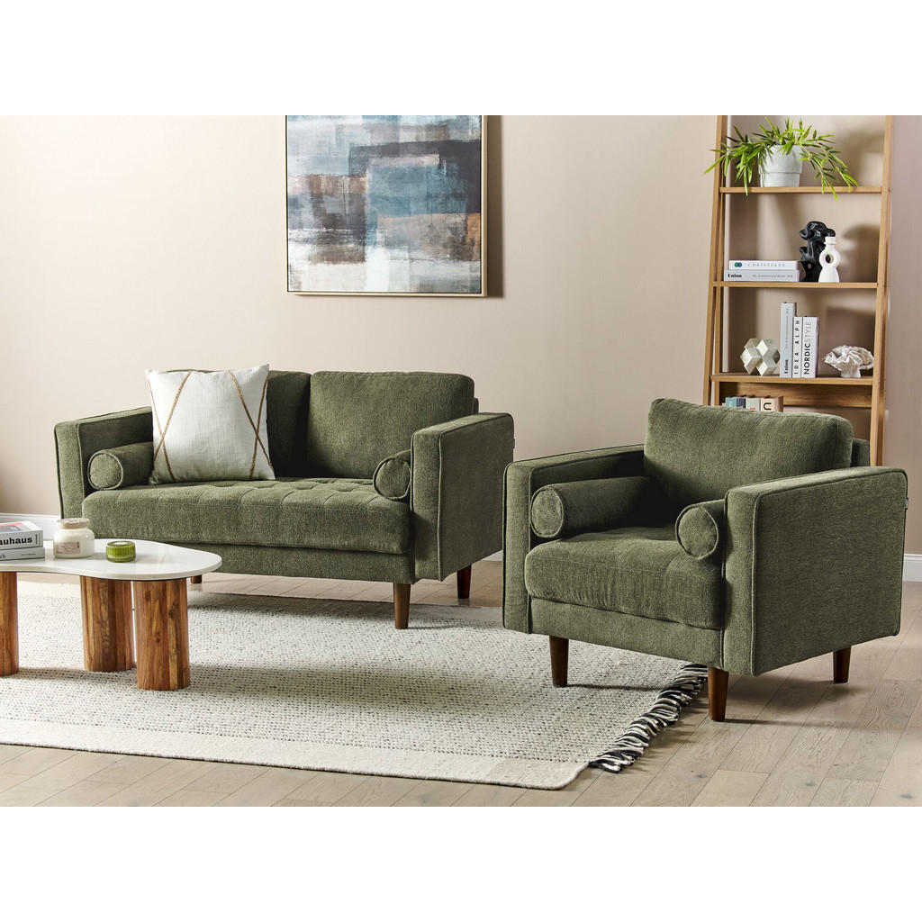 Thumbnail - Beliani 2-Sitzer-Sofa, Grün, Dunkelbraun, Textil, 74x78x140 cm, Wohnzimmer, Sofas & Couches, Sofas, 2-Sitzer Sofas