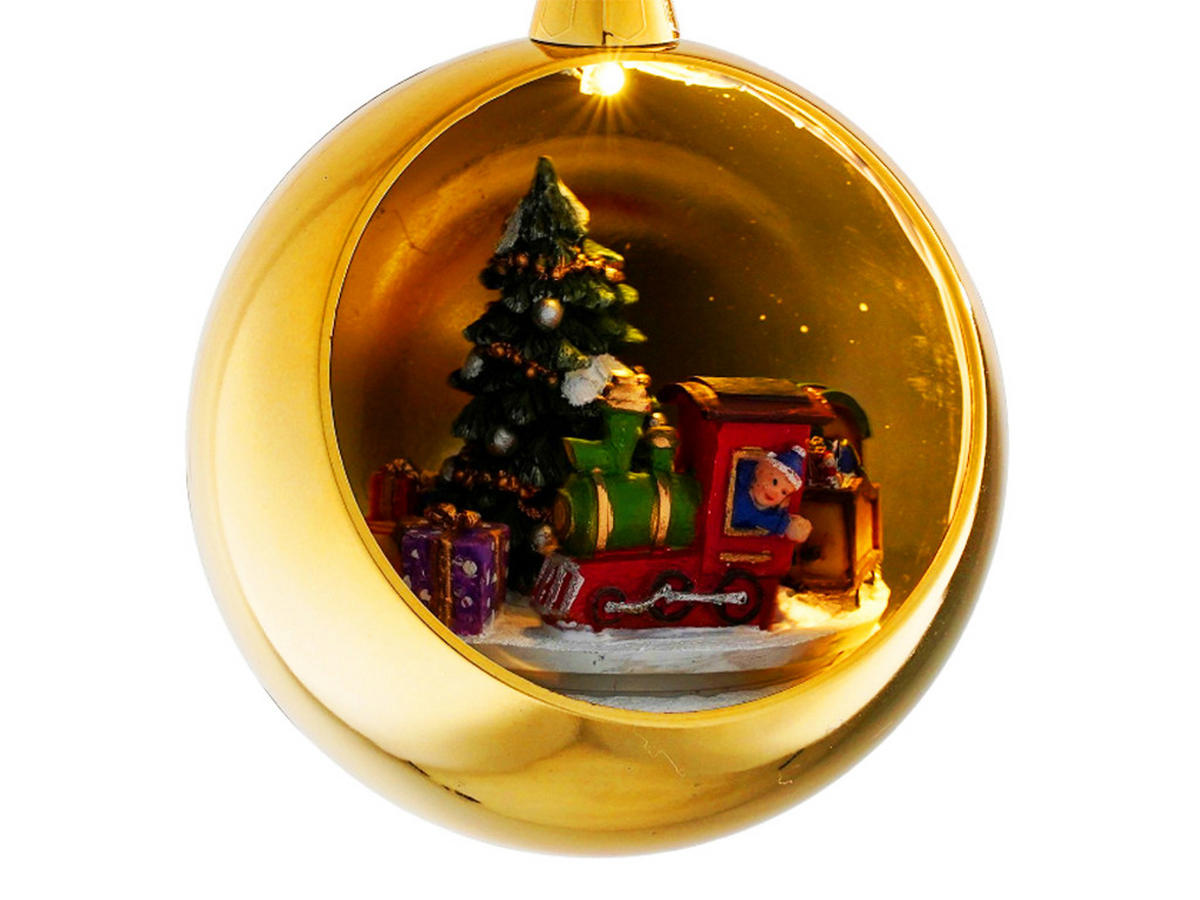 WEIHNACHTSDEKORATION LED Gold, 13 cm, batteriebetrieben, mit rotierendem Effekt - Goldfarben, Kunststoff (27cm) - LAALU