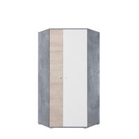 KLEIDERSCHRANK Sally in Beton, Weiß und Eiche – Eckkleiderschrank - Grau, Holzwerkstoff (80/200/120cm)