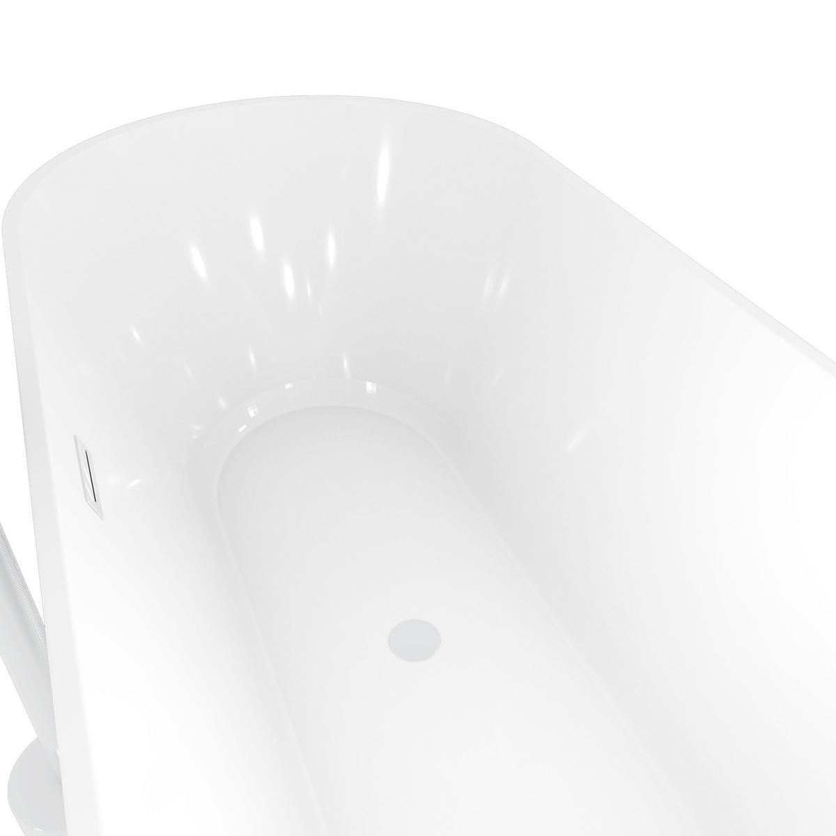 FREISTEHENDE Badewanne Wanne F01 170x80cm mit Armatur AF04 - Weiß, Glas/Kunststoff (80/58/170cm) - AcquaVapore by Sandra Jentho