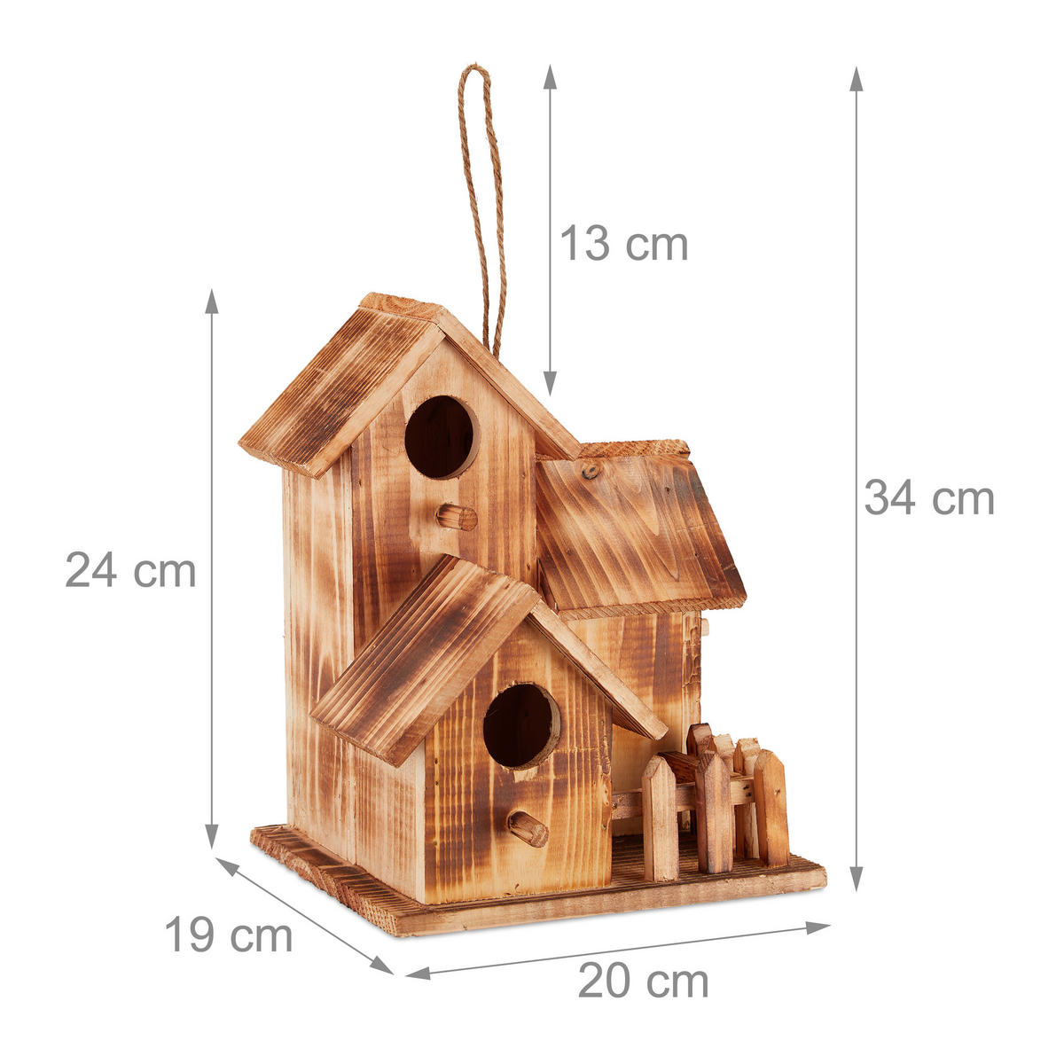VOGELHAUS - Braun, Holz (20/34/19cm) - Relaxdays