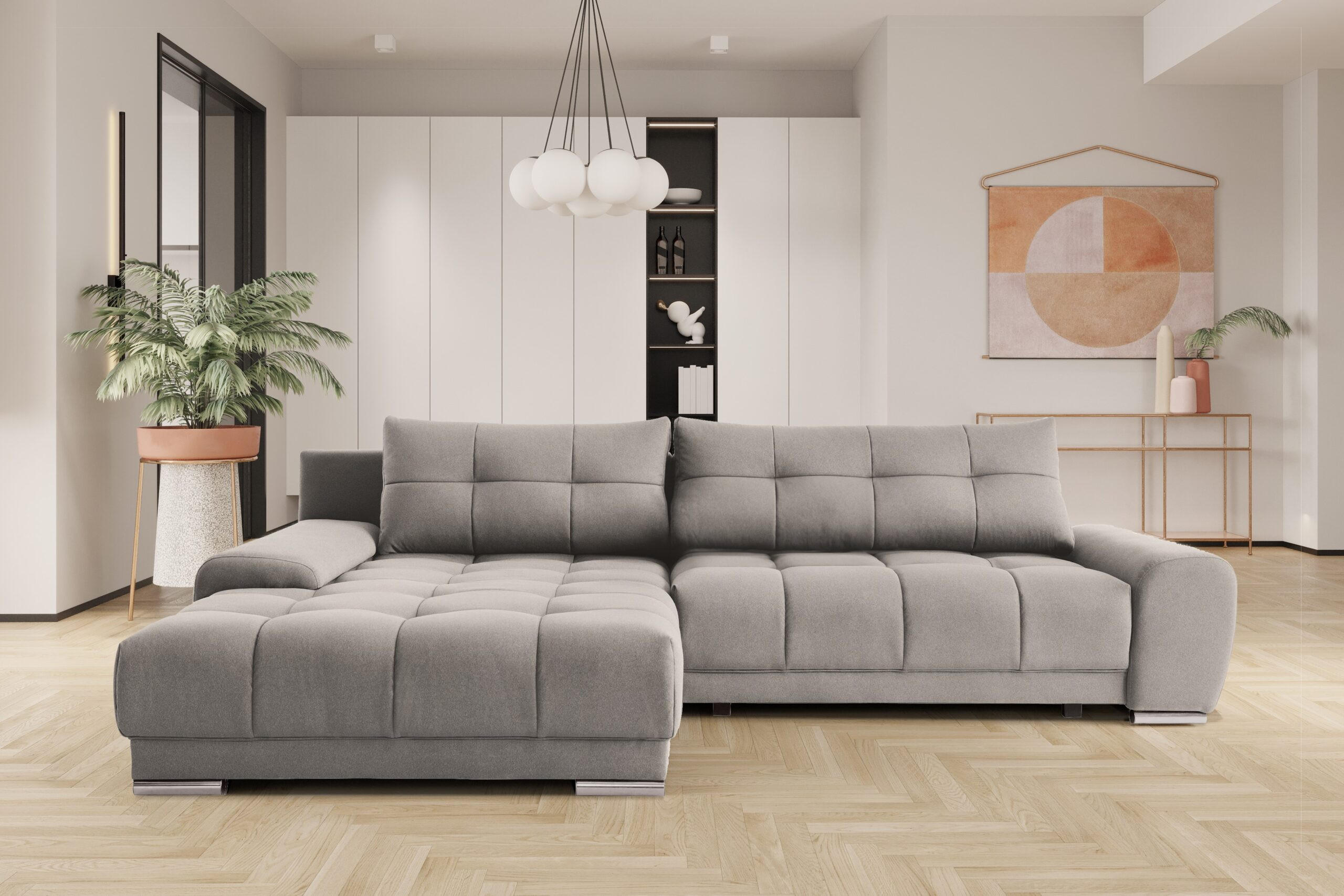 ECKSOFA WAVE Mit Schlaffunktion, Stoff SORO, Beige Links - Beige, Holz (105/281cm) - Kaiser Möbel