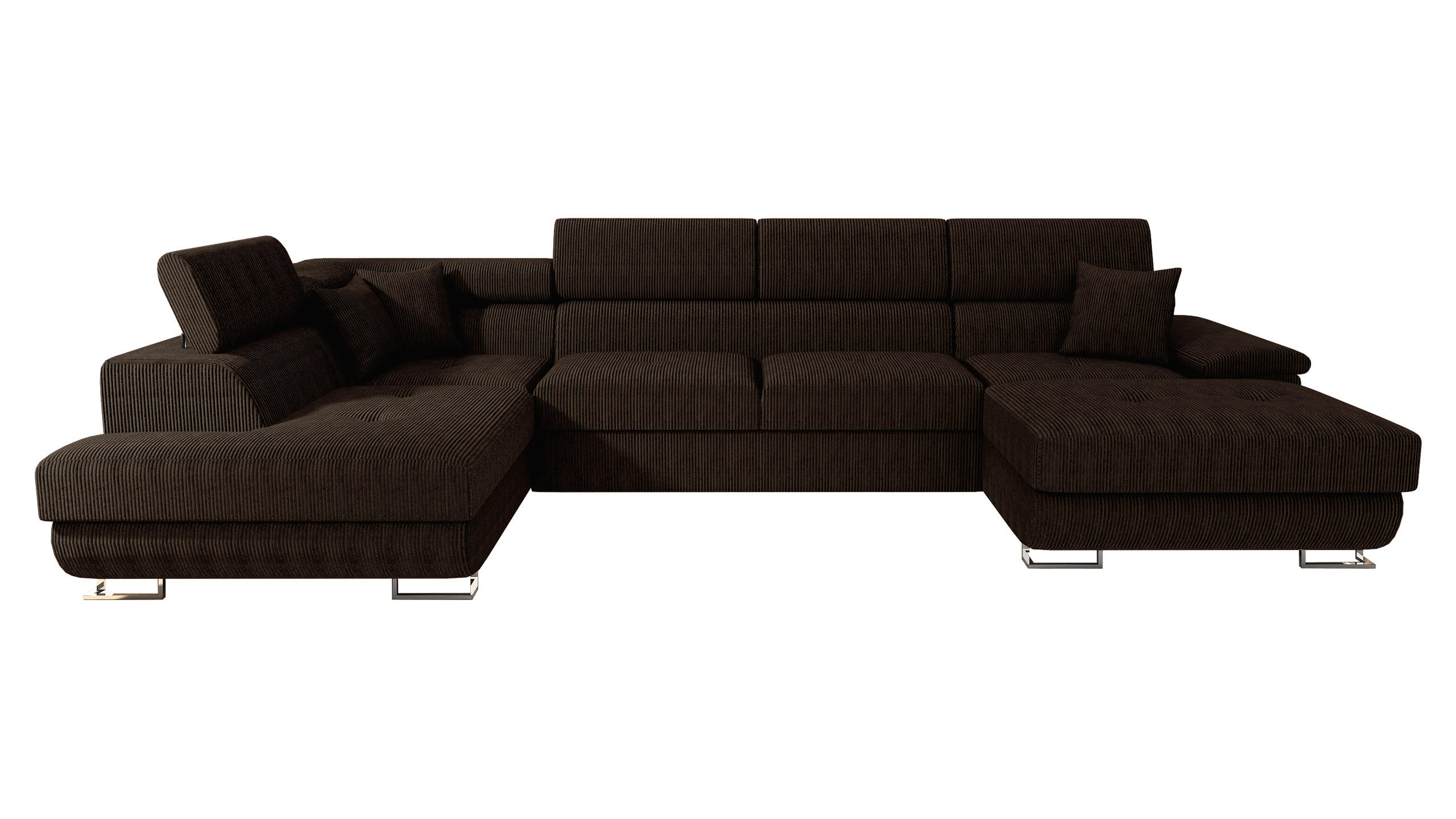 WOHNLANDSCHAFT Cotere Bis Cord, Seite: Links - Nussbaumfarben, Holz/Textil (345/91/202cm) - MIRJAN24