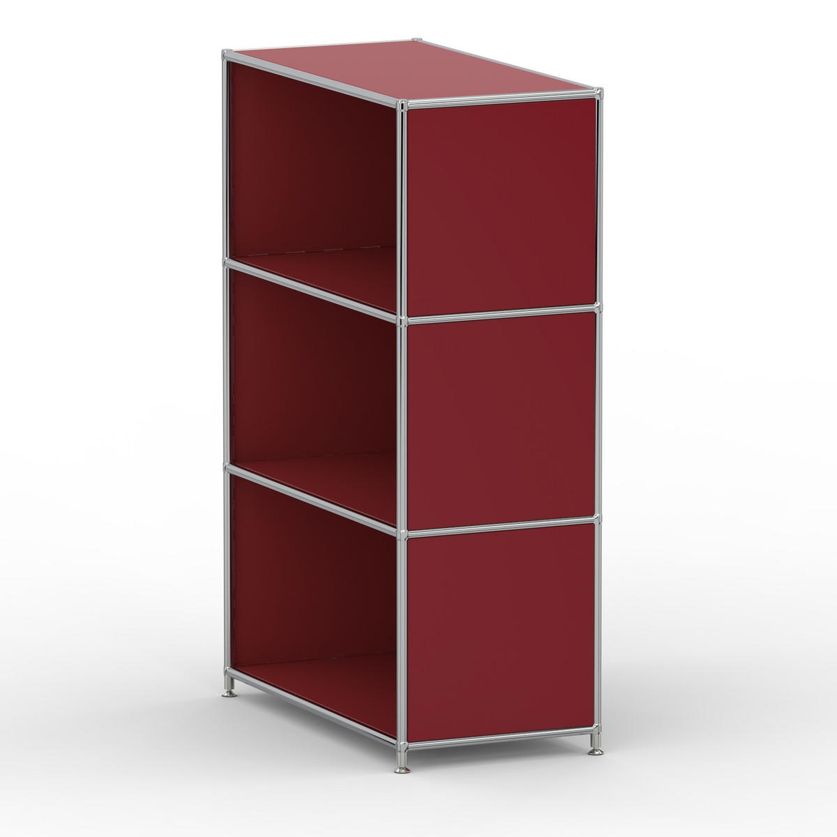 AKTENSCHRANK Büro, 3 offene Fächer, Breite 77 cm, Rubinrot - Chromfarben/Rot, Metall (40/118/77.2cm) - Versee