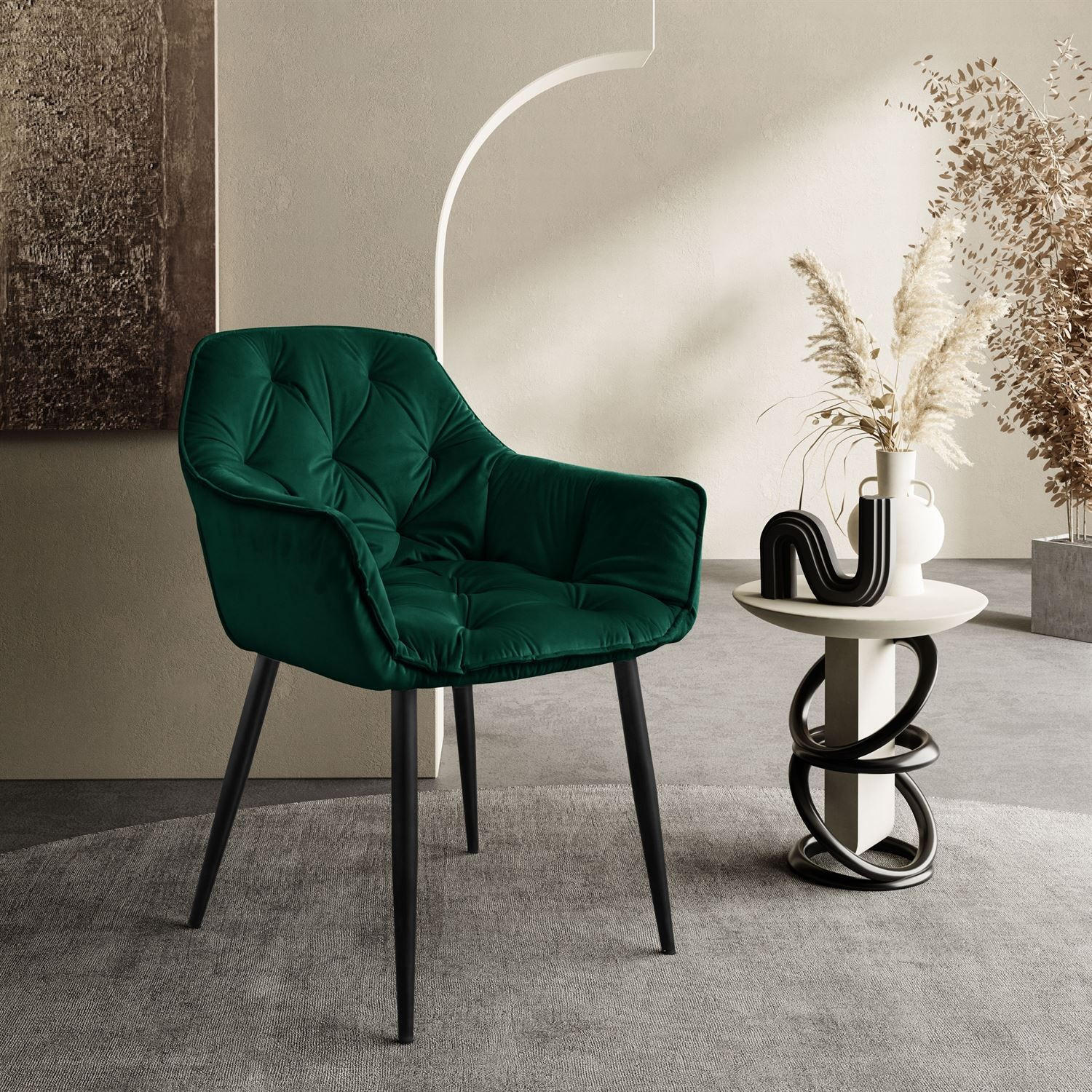 Thumbnail - Lookway Armlehnenstuhl, Grün, Textil, 60x96x46 cm, Esszimmer, Stühle, Esszimmerstühle, Armlehnenstühle