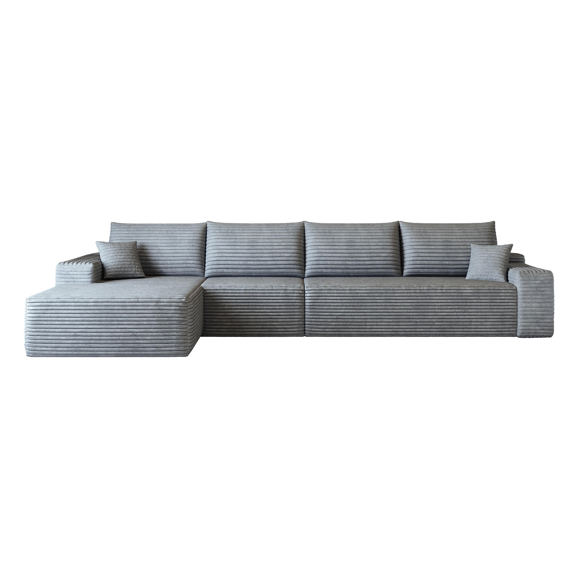 ECKSOFA 340/175/83 cm Grau mit L-förmiger Chaiselongue, Linke Seite - Grau, Textil (340/175cm) - Oxeza