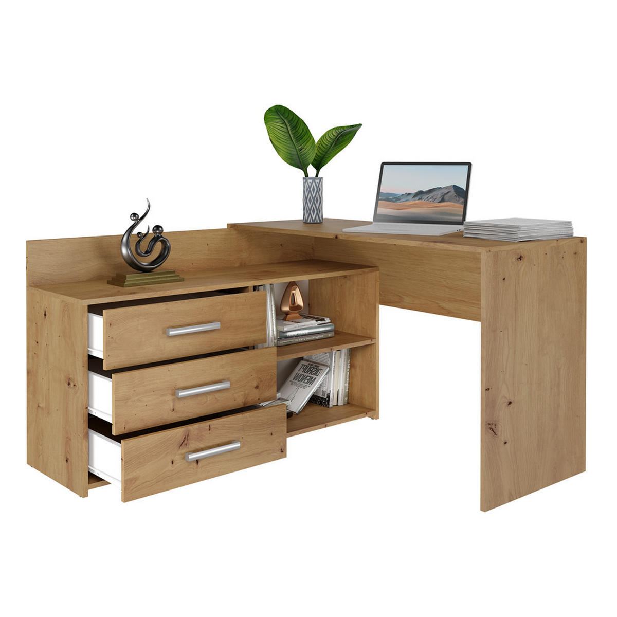 SCHREIBTISCH Eiche Artisan 120/76/50 - Eiche Artisan, Holzwerkstoff (50/120/76cm) - RAUMHIRSCH FURNITURE